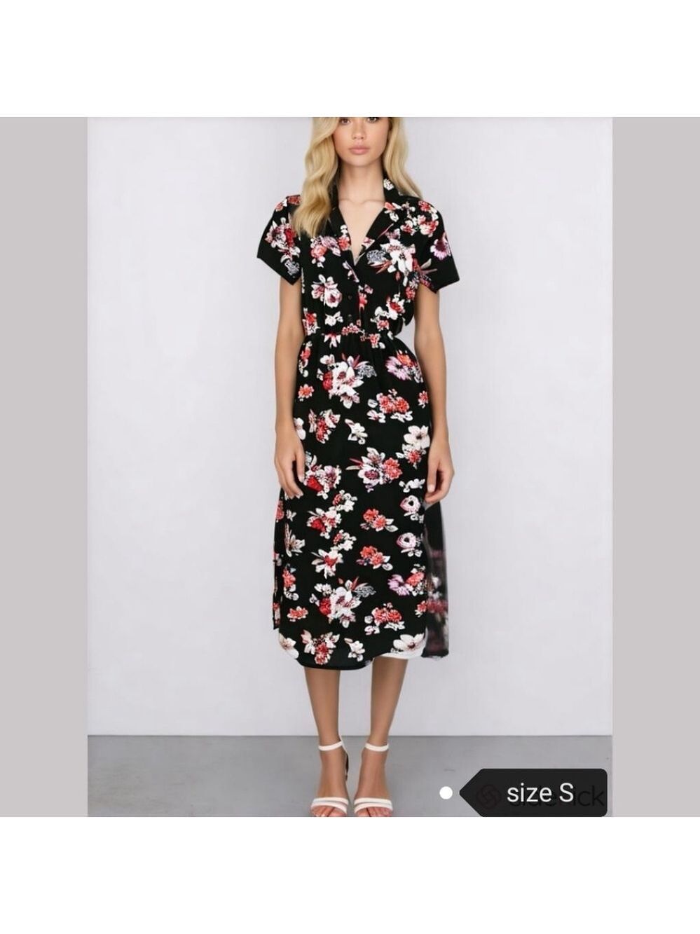 Black Purple Floral Dress Size Small
